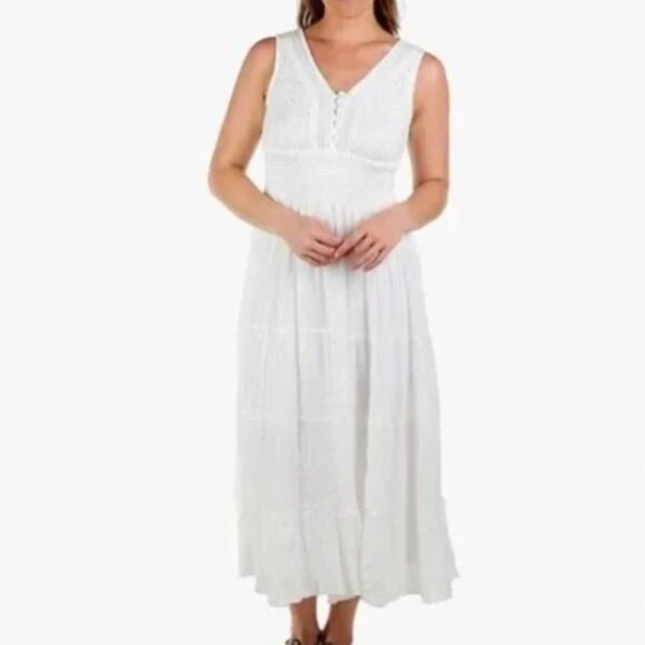 *J. GEE” L WHITE Lace A-LINE LINED DRESS - Picture 1 of 8